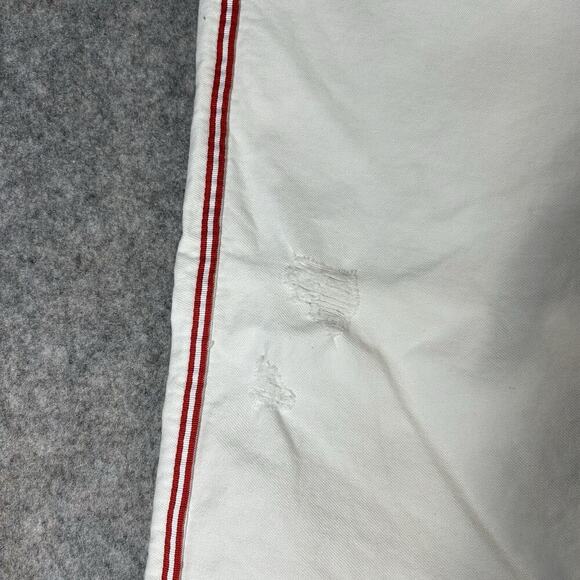 Sundry Le Soleil White Raw Hem Chinos Pants Women’s 31 Side Red Stripes Detail - Picture 6 of 13